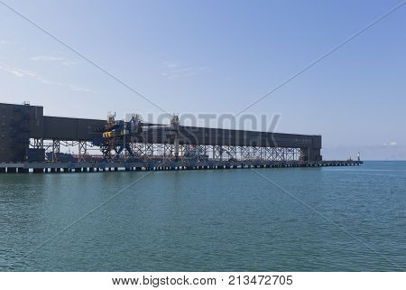 Tuapse, Krasnodar region, Russia - July 8, 2013: Sea port Tuapse loading terminal