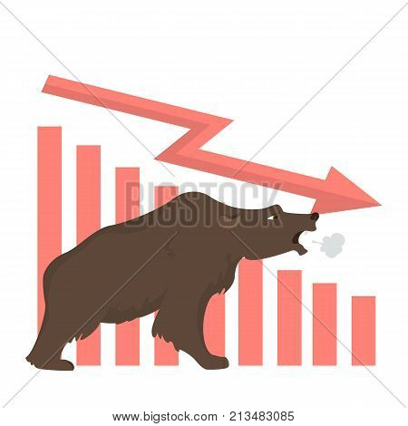 Bear stock market. Idea of falling prices and crisis.