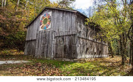 Slade, Kentucky, USA - May 27, 2015: Quilt barn on display in the Red River Gorge Recreation Area of the Daniel Boone National Forest in Slade Kentucky.
