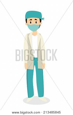 Isolated male doctor. Dentist or pedeatrician, surgeon or vet.