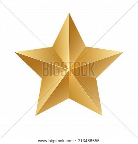 Gold star. Vector sign on white background