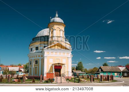 Chachersk, Gomel Region, Belarus. Transfiguration Church. Orthodox Church At Sunny Summer Day In Chechersk