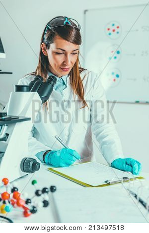Life Sciences In Lab, Toned Image, One Woman Only