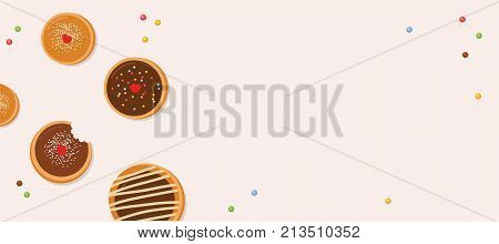 Hanukkah dougnut , Jewish holiday symbol. sweet traditional bake. vector illustration greeting card