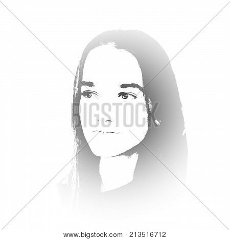 Black And White Portrait Of Young Girl
