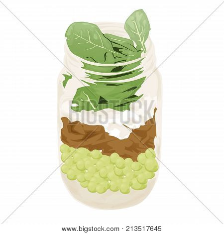 Glass jar with food flat style a vector. Isolated on a white background