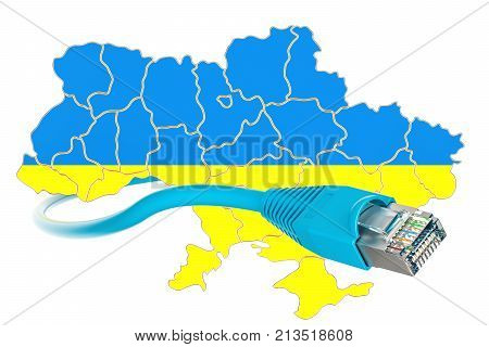 Internet connection in Ukraine concept. 3D rendering isolated on white background