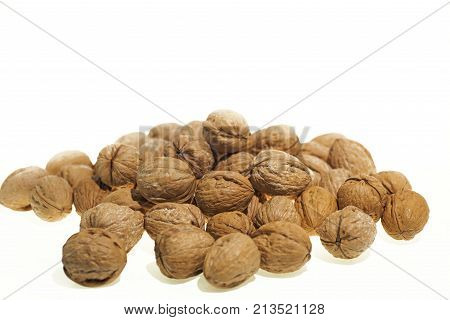 Christmas Nuts On White Background.