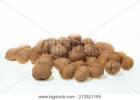 Christmas Nuts On White Background.
