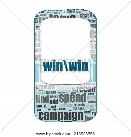 Win Word. Education Concept . Detailed Modern Smartphone Isolated On White