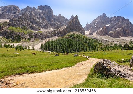 Mountain Peaks View, Dolomites Landscape