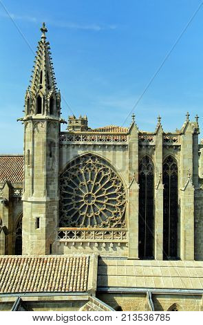 Carcassonne, Languedoc-roussillon, France - August 24 2017: The Basilique Saint Nazaire, In The Medi
