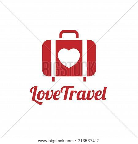 love traveler, Travel bag vector logo icon. love, Sea, summer and holiday symbol. Stock design elements