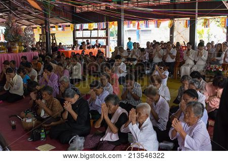 Nakhon Ratchasima Thailand October 15 : The Traditional Buddhist Ceremony Kathin Held At Wat Wiwakew