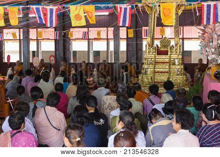 Nakhon Ratchasima Thailand October 15 : The Traditional Buddhist Ceremony Kathin Held At Wat Wiwakew