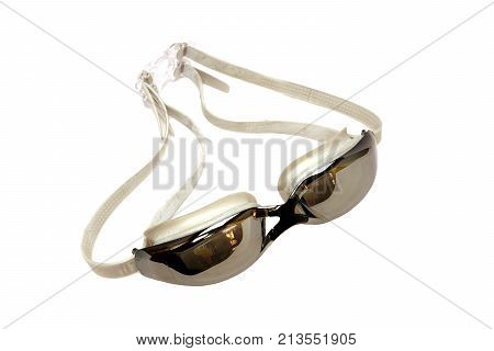 White-gray swim goggles isolated on white background