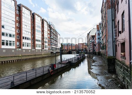 View Of Nikolaifleet Canal In Hamburg City