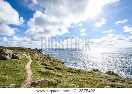 View Of Atlantic Ocean Rocky Cliffs -  Cabo Tourinan Spain.