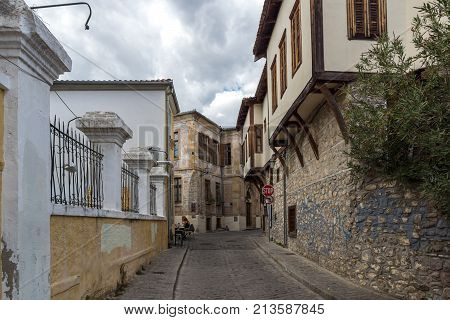 XANTHI, GREECE - SEPTEMBER 23, 2017: Street and old houses in old town of Xanthi, East Macedonia and Thrace, Greece