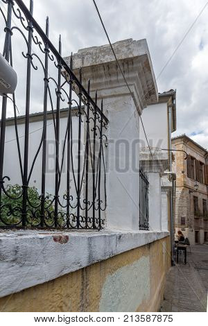 XANTHI, GREECE - SEPTEMBER 23, 2017: Street and old houses in old town of Xanthi, East Macedonia and Thrace, Greece