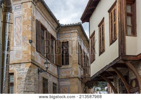 XANTHI, GREECE - SEPTEMBER 23, 2017: Street and old houses in old town of Xanthi, East Macedonia and Thrace, Greece
