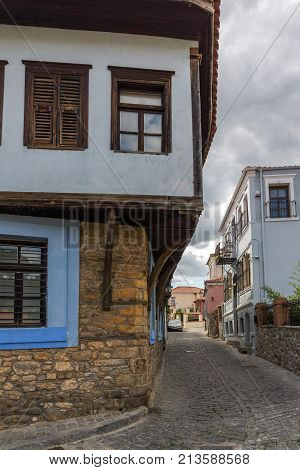 XANTHI, GREECE - SEPTEMBER 23, 2017: Street and old houses in old town of Xanthi, East Macedonia and Thrace, Greece