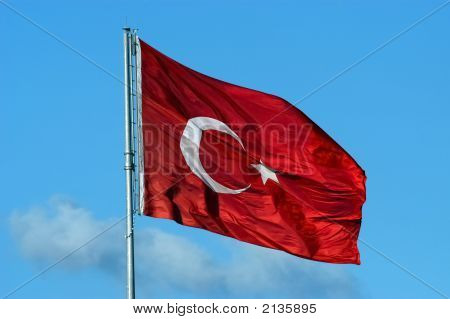 Tyrkisk rødt Flag med hvid stjerne og månen