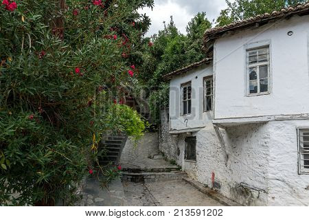 XANTHI, GREECE - SEPTEMBER 23, 2017: Street and old houses in old town of Xanthi, East Macedonia and Thrace, Greece