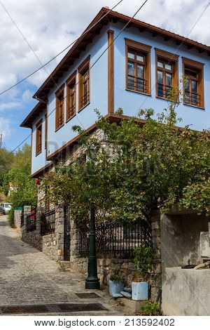 XANTHI, GREECE - SEPTEMBER 23, 2017: Street and old houses in old town of Xanthi, East Macedonia and Thrace, Greece