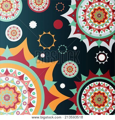 Vector background with manadal and other elements