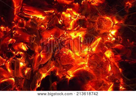 background from the burning of coal . Photo of an abstract texture