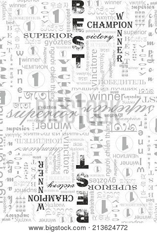 Background with letters for winners and champions