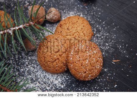 Ginger Christmas Cookies on a Black Board