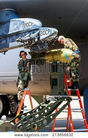 Loading Bombs On B-52 Bomber