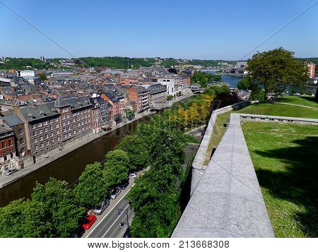 Cityscape of Namur view from the Historic Citadel of Namur, Wallonia region, Belgium