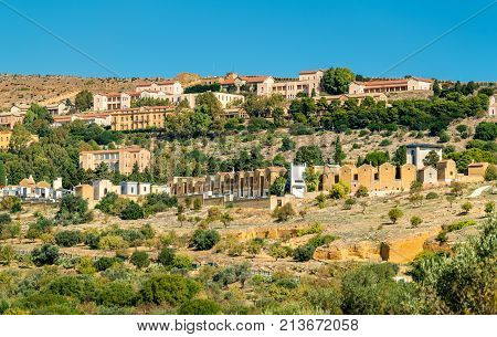 View of the Catholic Cemetery in Agrigento on Sicily, Italy