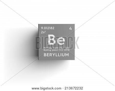 Beryllium. Alkaline Earth Metals. Chemical Element Of Mendeleev's Periodic Table. 3D Illustration.
