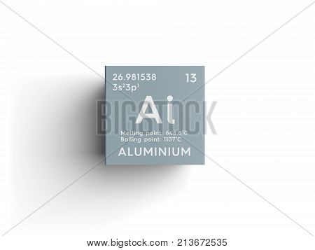 Aluminium. Post-transition Metals. Chemical Element Of Mendeleev's Periodic Table. 3D Illustration.