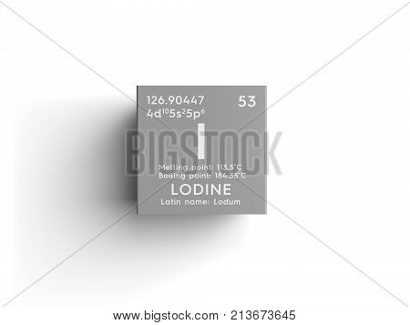 Lodine. Lodum. Halogens. Chemical Element Of Mendeleev's Periodic Table. 3D Illustration.