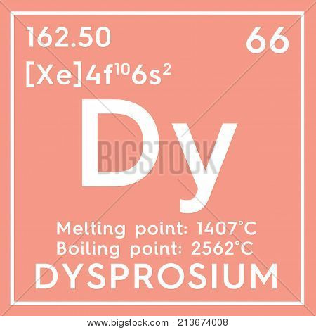 Dysprosium. Lanthanoids. Chemical Element Of Mendeleev's Periodic Table. 3D Illustration.