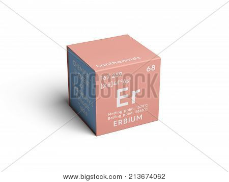 Erbium. Lanthanoids. Chemical Element Of Mendeleev's Periodic Table. 3D Illustration.