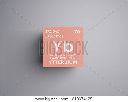Ytterbium. Lanthanoids. Chemical Element Of Mendeleev's Periodic Table. 3D Illustration.