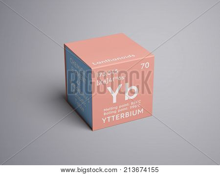 Ytterbium. Lanthanoids. Chemical Element Of Mendeleev's Periodic Table. 3D Illustration.