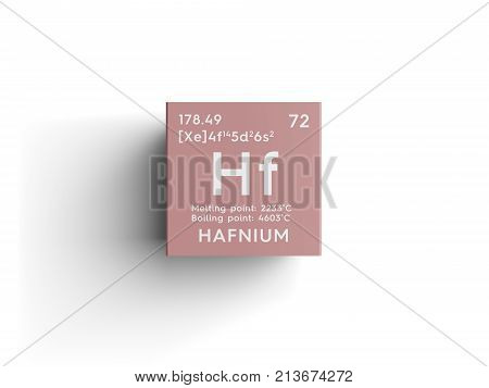 Hafnium. Transition Metals. Chemical Element Of Mendeleev's Periodic Table. 3D Illustration.