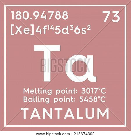 Tantalum. Transition Metals. Chemical Element Of Mendeleev's Periodic Table. 3D Illustration.