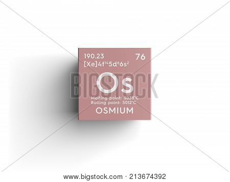 Osmium. Transition Metals. Chemical Element Of Mendeleev's Periodic Table. 3D Illustration.