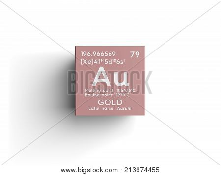 Gold. Aurum. Transition Metals. Chemical Element Of Mendeleev's Periodic Table. 3D Illustration.