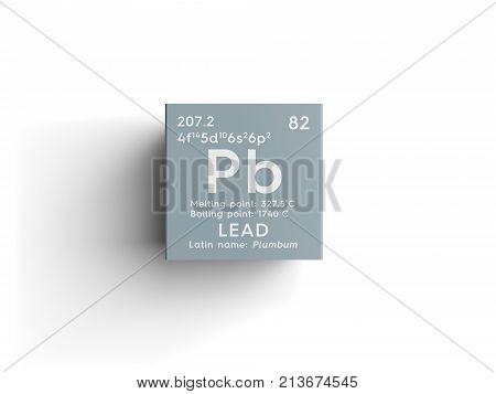 Lead. Plumbum. Post-transition Metals. Chemical Element Of Mendeleev's Periodic Table. 3D Illustrati