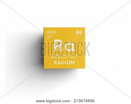 Radium. Alkaline Earth Metals. Chemical Element Of Mendeleev's Periodic Table. 3D Illustration.