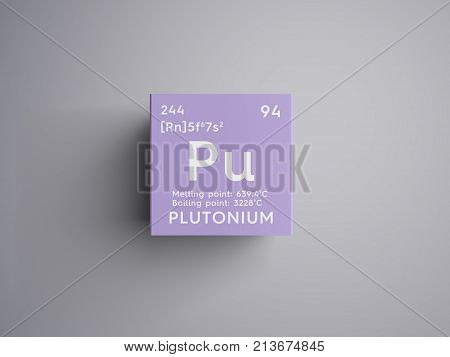 Plutonium. Actinoids. Chemical Element Of Mendeleev's Periodic Table.. 3D Illustration.